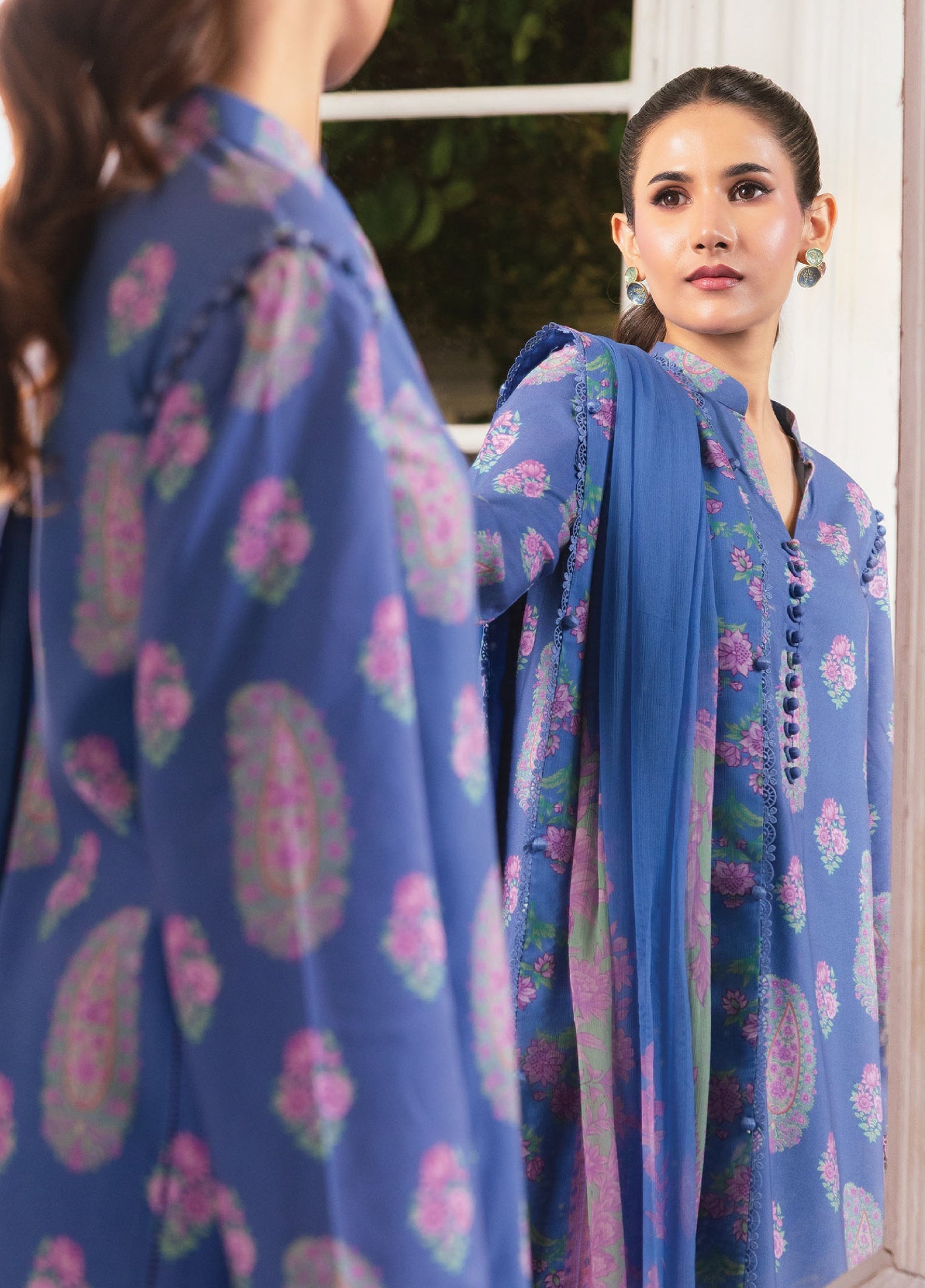 M Basics By Maria B Unstitched Digital Printed Linen 3 Piece MB25UW 1110-B - Winter Collection