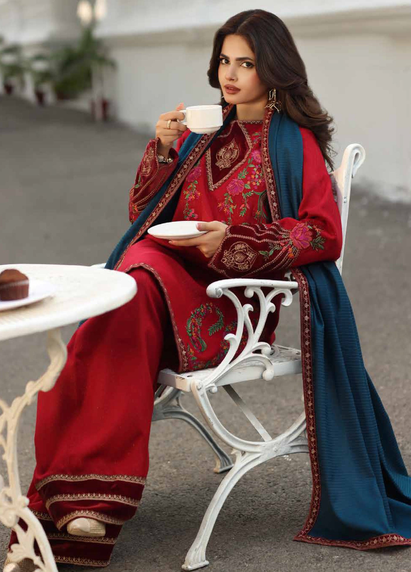 Charizma Signature Unstitched Embroidered Peach Leather 3 Piece CRZ25SP CSW5-02 - Winter Collection