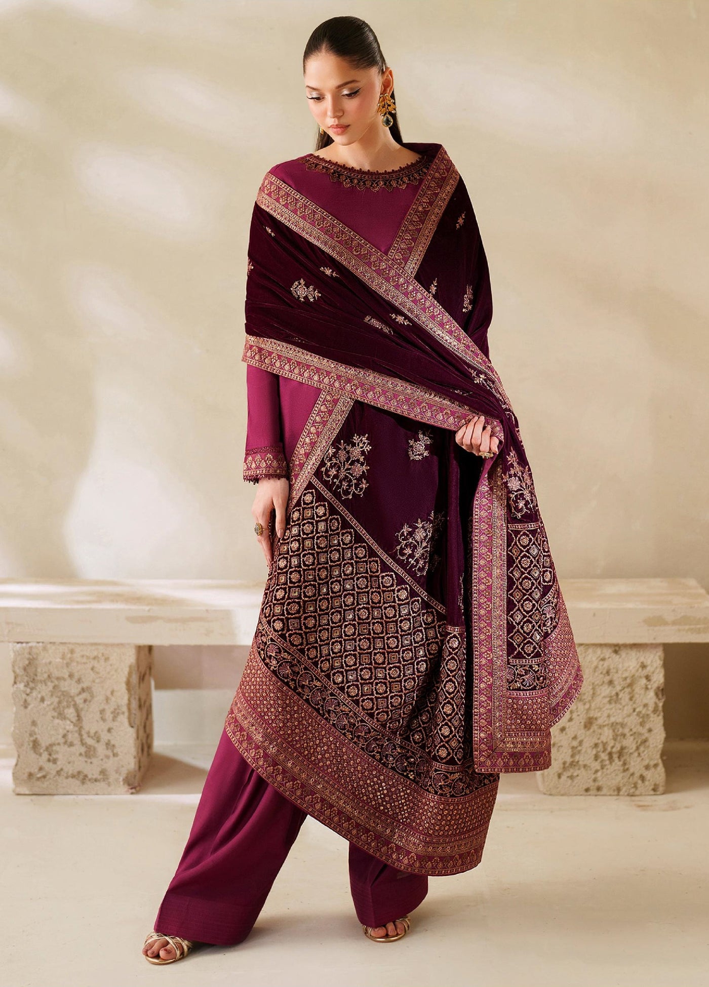 Zarif Unstitched Embroidered Raw Silk Suits 3 Piece ZRF25UF  ZRF-VS-02 - Festive Collection