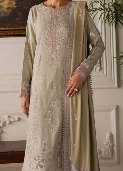 Nureh Exclusive Unstitched Luxury Leather Peach Velvet Shawl Embroidered Suits 3 Piece NU25NS NE-203 - Festive Collection