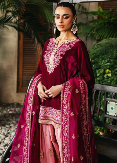 Zainab Chottani Unstitched Velvet Embroidered 3 Piece ZC25UV Rubi - Festive Collection