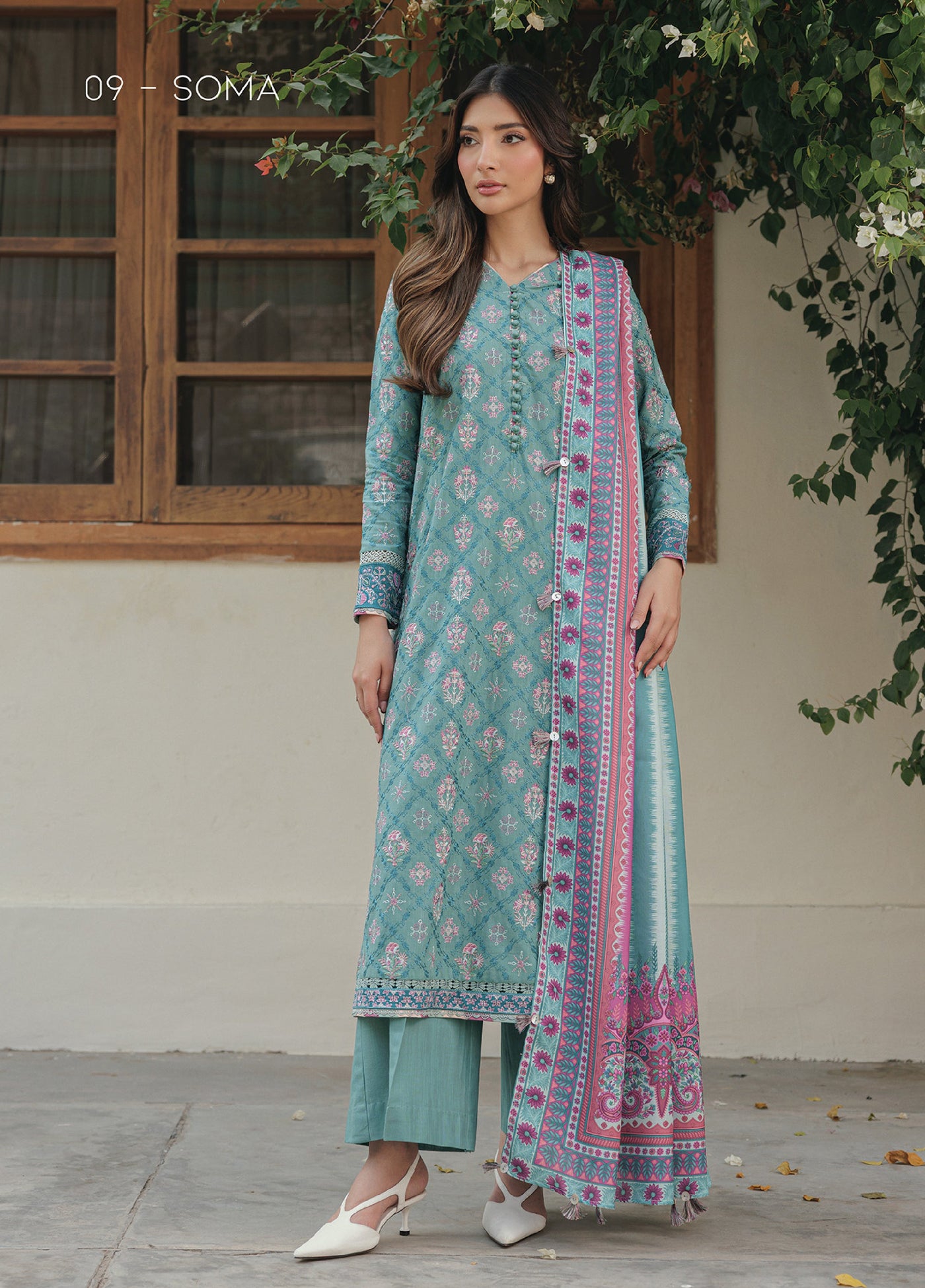 Xenia Unstitched Slub Khaddar Unstitched Embroidered Suits 3 Piece XE25SK D-09 Soma - Winter Collection