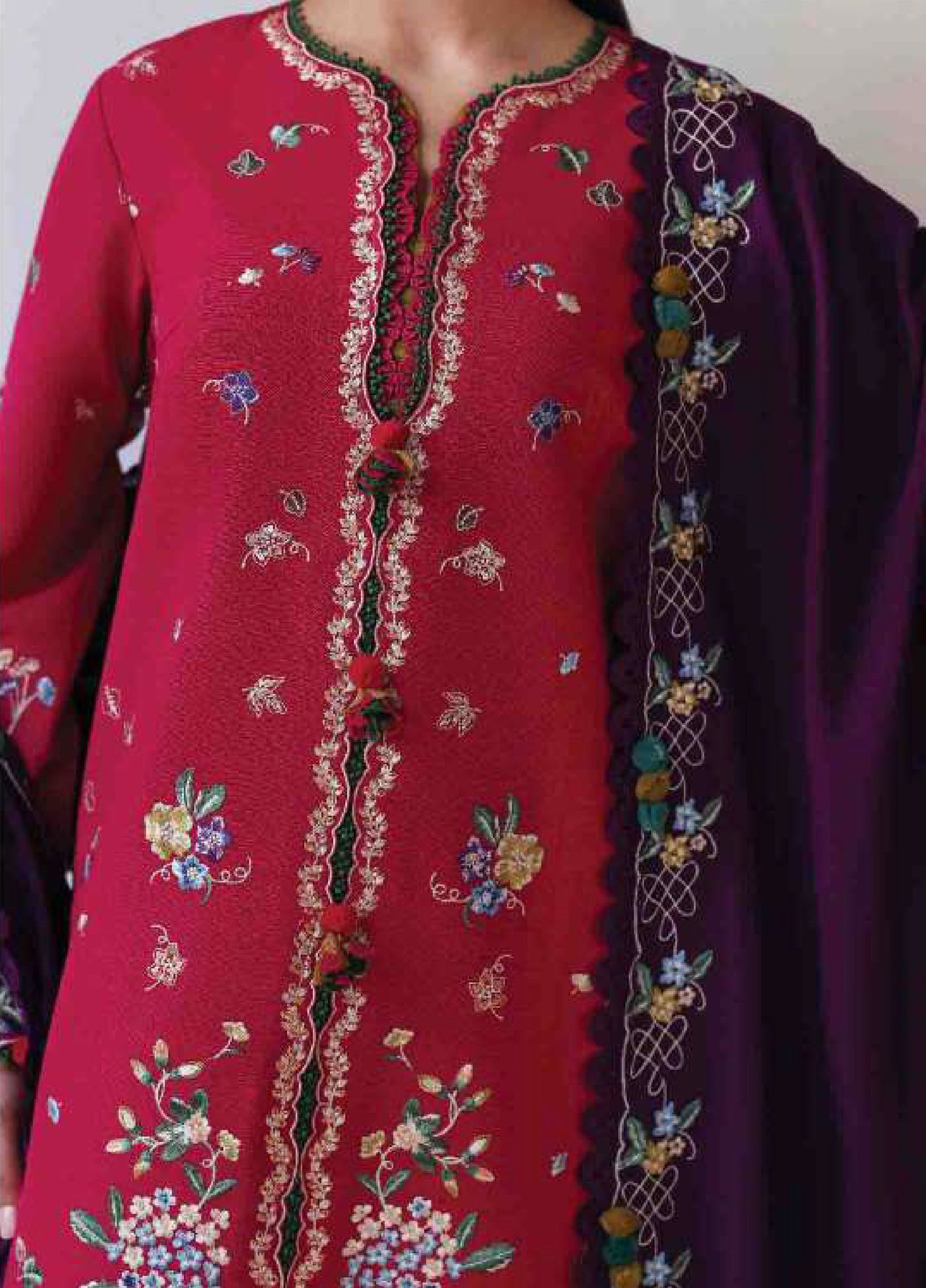 Amaris by Republic Womenswear Unstitched Luxury Shawl Khaddar Embroidered Suits 3 Piece RW25AS D-8 - Winter Collection