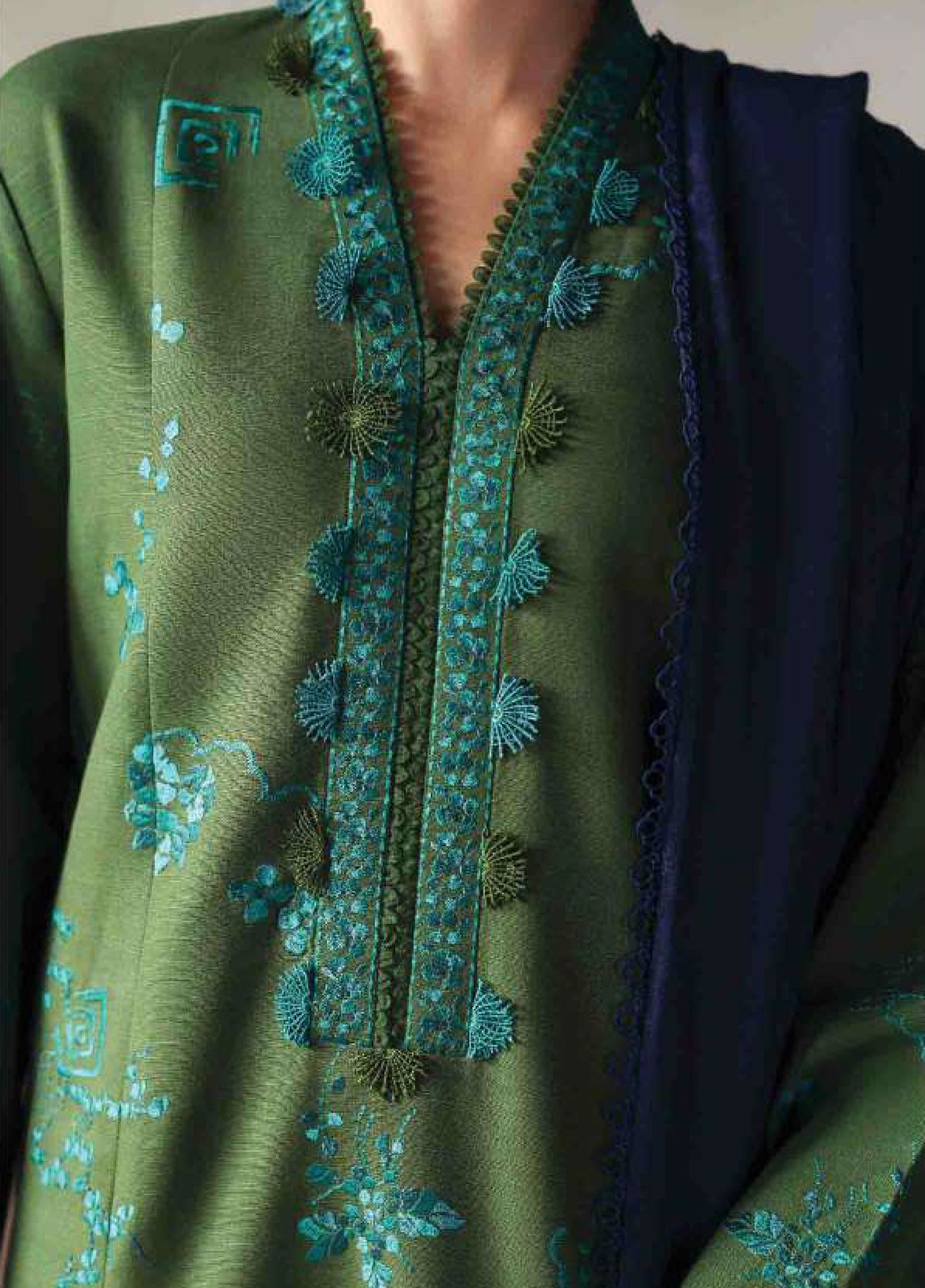 Amaris by Republic Womenswear Unstitched Luxury Shawl Khaddar Embroidered Suits 3 Piece RW25AS D-6 - Winter Collection