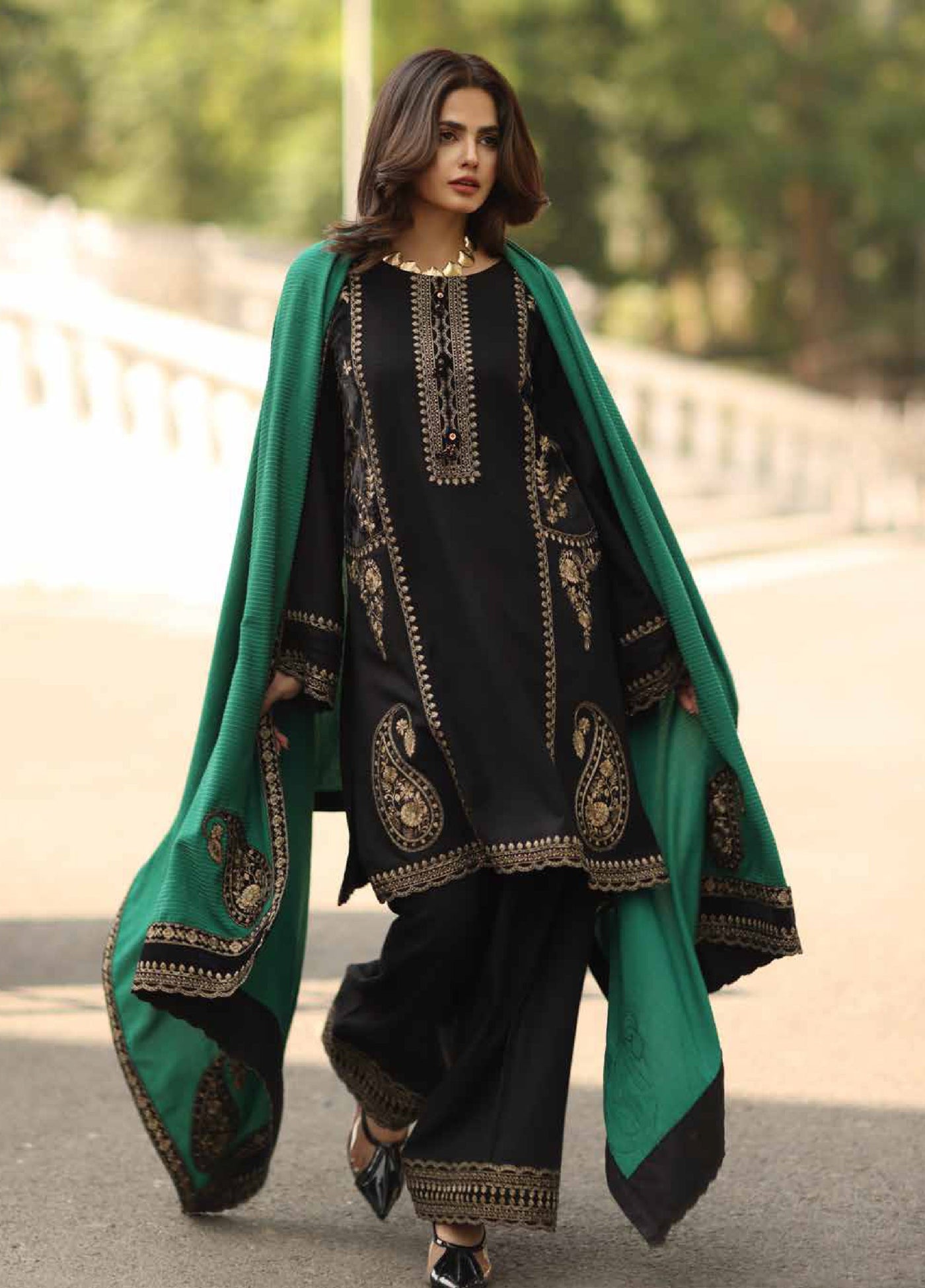 Charizma Signature Unstitched Embroidered Peach Leather 3 Piece CRZ25SP CSW5-06 - Winter Collection