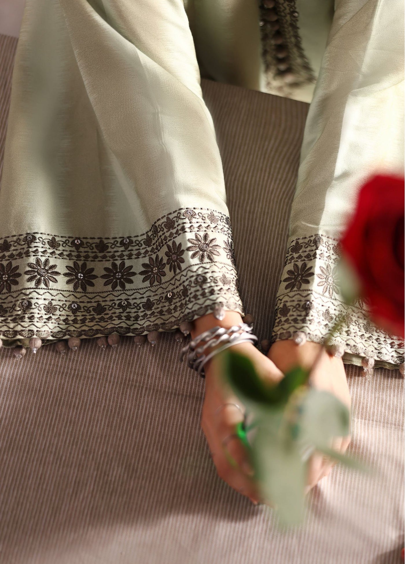 Cross Stitch Unstitched RTS Marina Embroidered Suits 3 Piece CS25MW D-05  Basil Hues - Winter Collection