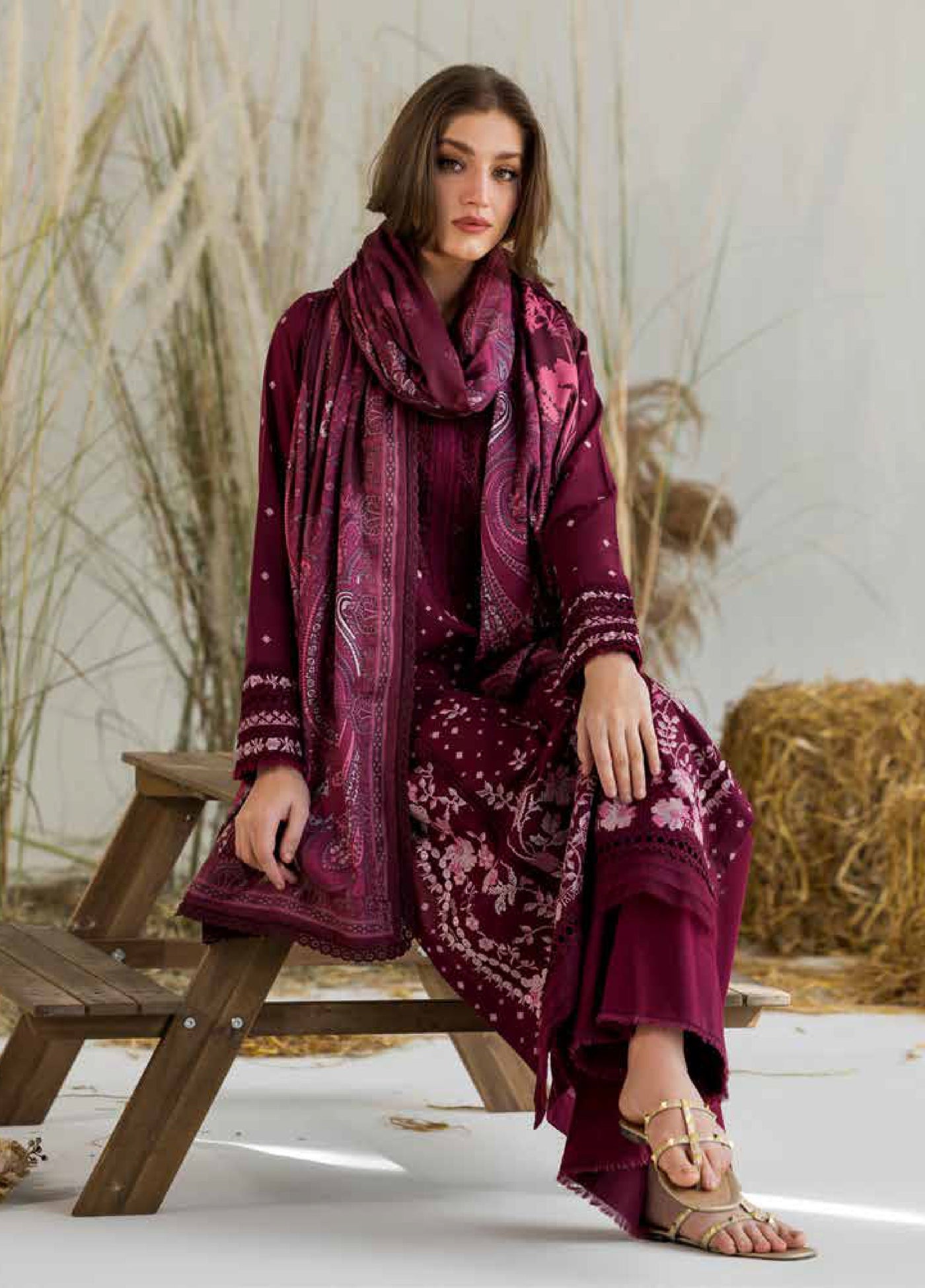 Sobia Nazir Winter Embroidered Khaddar Suits 3 Piece SN25WU D-06 A - Winter Collection