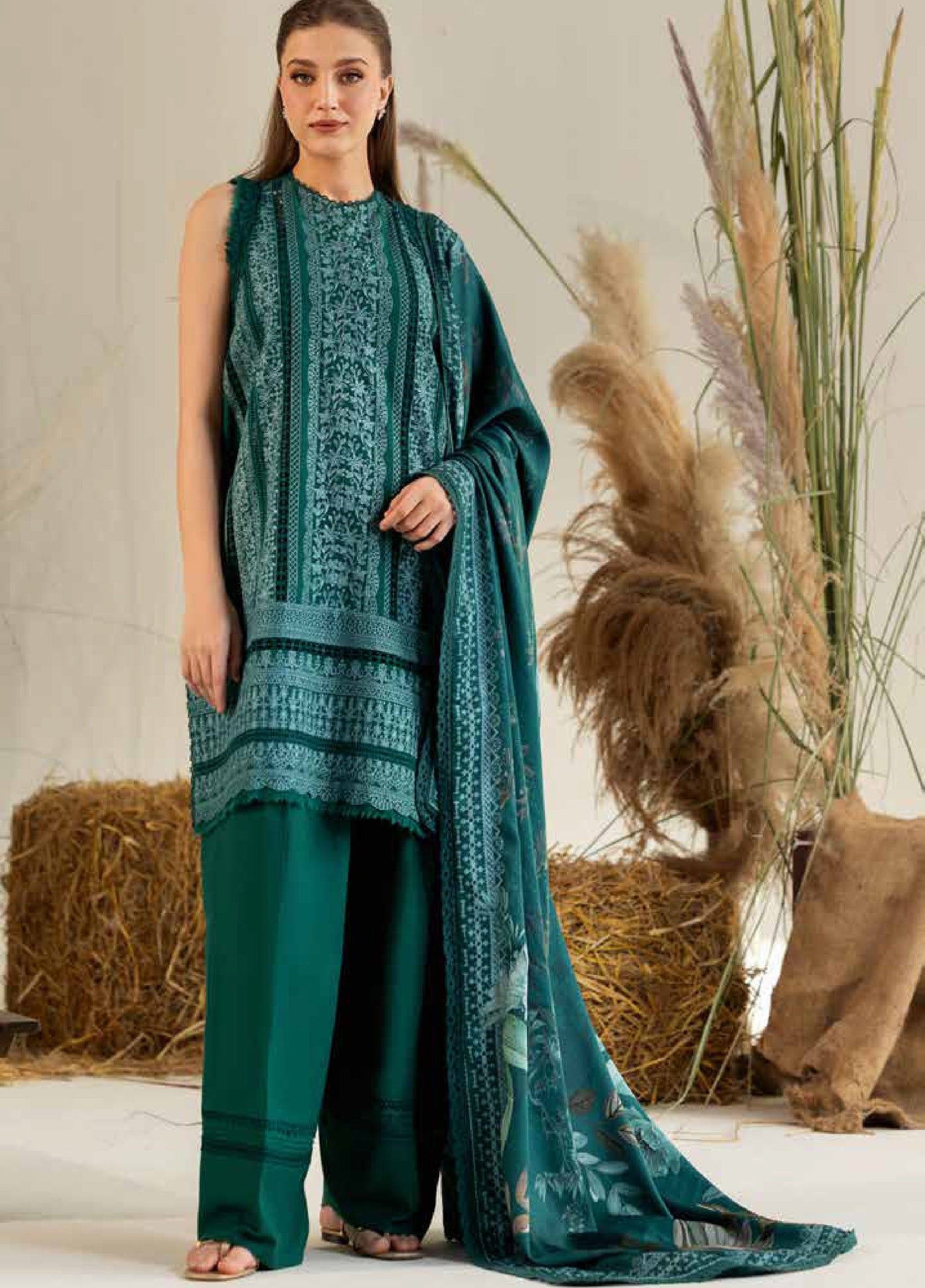 Sobia Nazir Winter Embroidered Khaddar Suits 3 Piece SN25WU D-04 A - Winter Collection