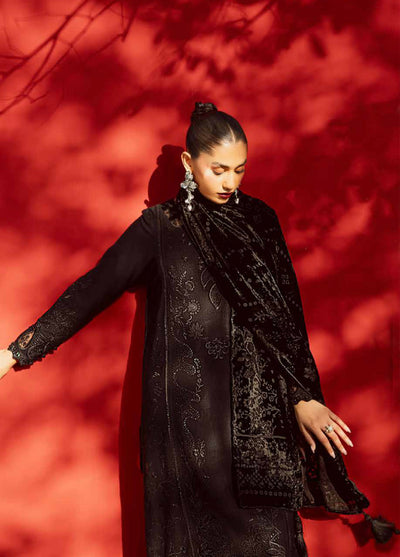 Nureh Exclusive Unstitched Luxury Palachi Embroidered Leather Peach Suits 3 Piece NU25PS NE-191 - Winter Collection