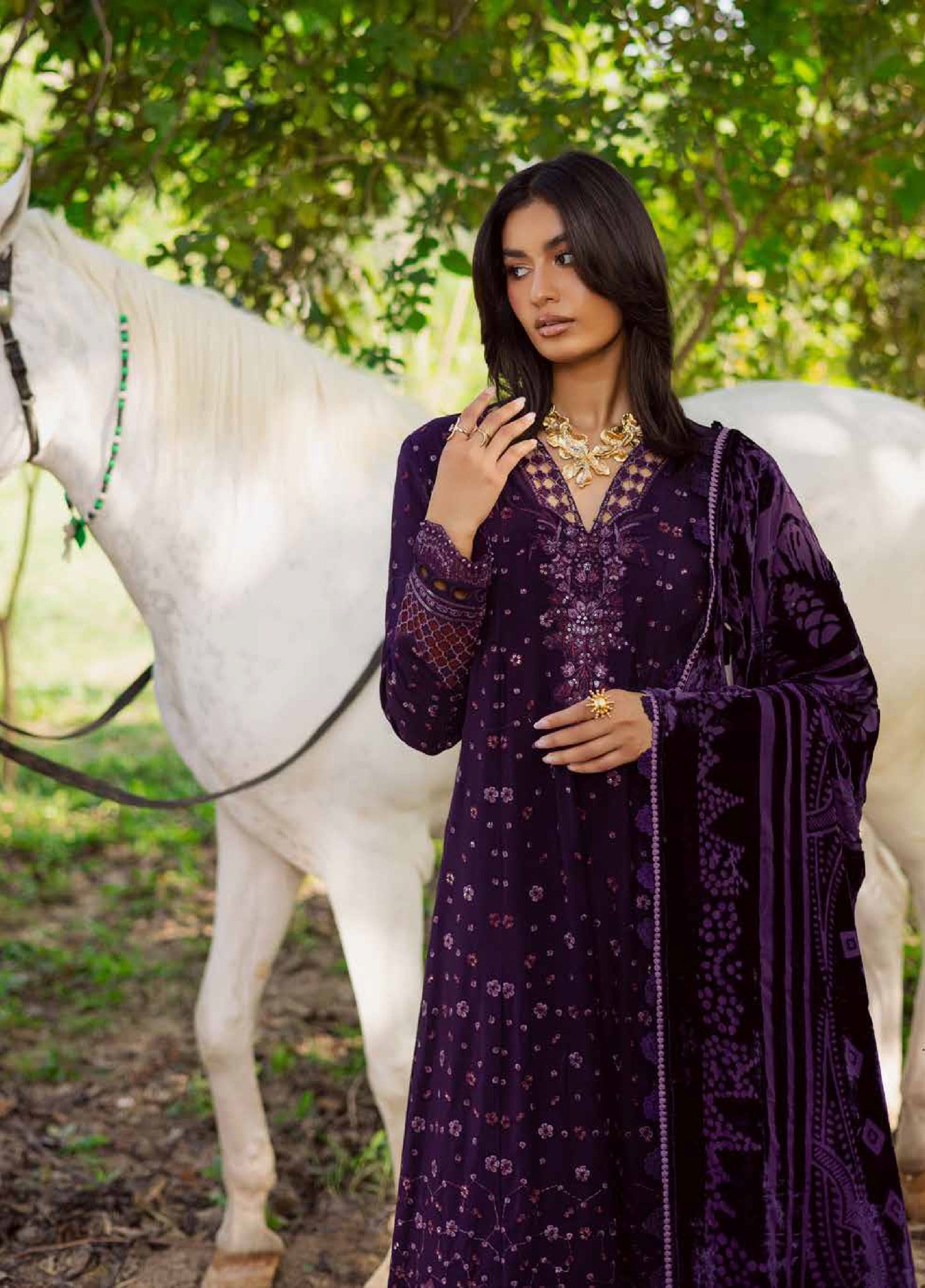 Nureh Exclusive Unstitched Luxury Palachi Embroidered Leather Peach Suits 3 Piece NU25PS NE-187 - Winter Collection