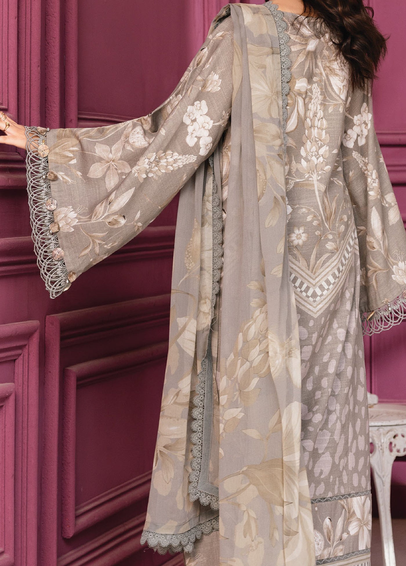 M Basics By Maria B Unstitched Digital Printed Linen 3 Piece MB25UW 1101-A - Winter Collection