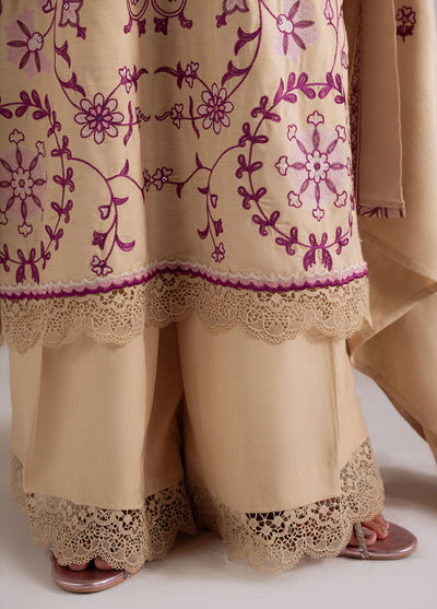 Cross Stitch Unstitched RTS Linen Embroidered Suits 3 Piece CS25LW D-01 Fawn Radiance - Winter Collection