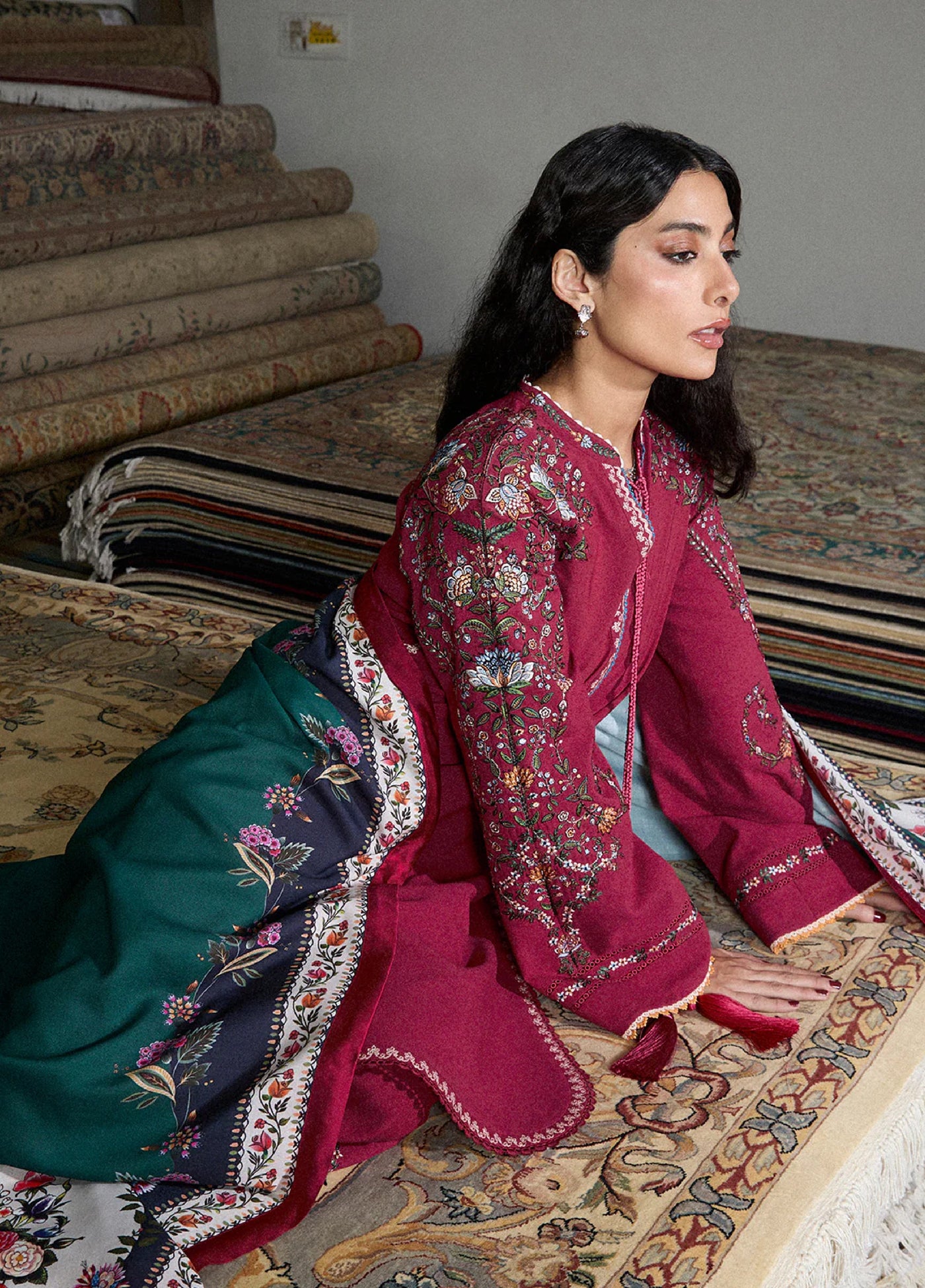 Jugnu by Hussain Rehar Unstitched Karandi Embroidered Suits 3 Piece HR25JW Hasti - Winter Collection