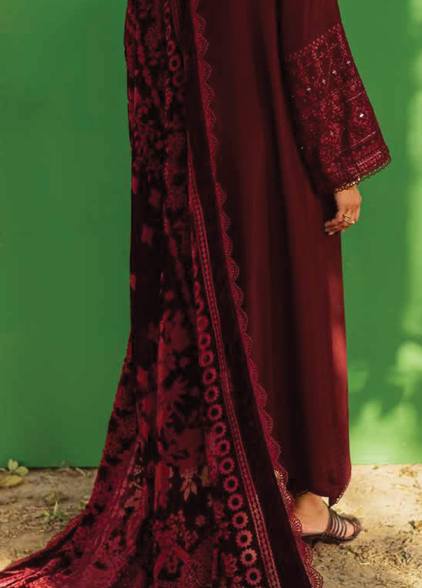 Nureh Exclusive Unstitched Luxury Palachi Embroidered  Leather Peach Suits 3 Piece NU25PS NE-189 - Winter Collection