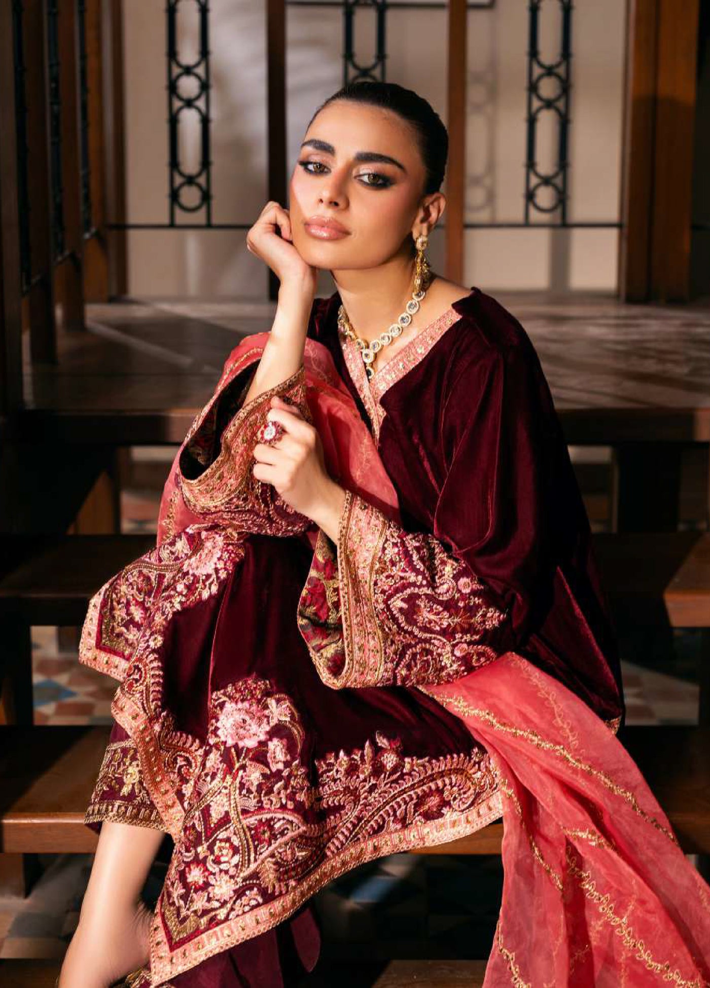 Zainab Chottani Unstitched Velvet Embroidered 3 Piece ZC25UV Aima - Festive Collection
