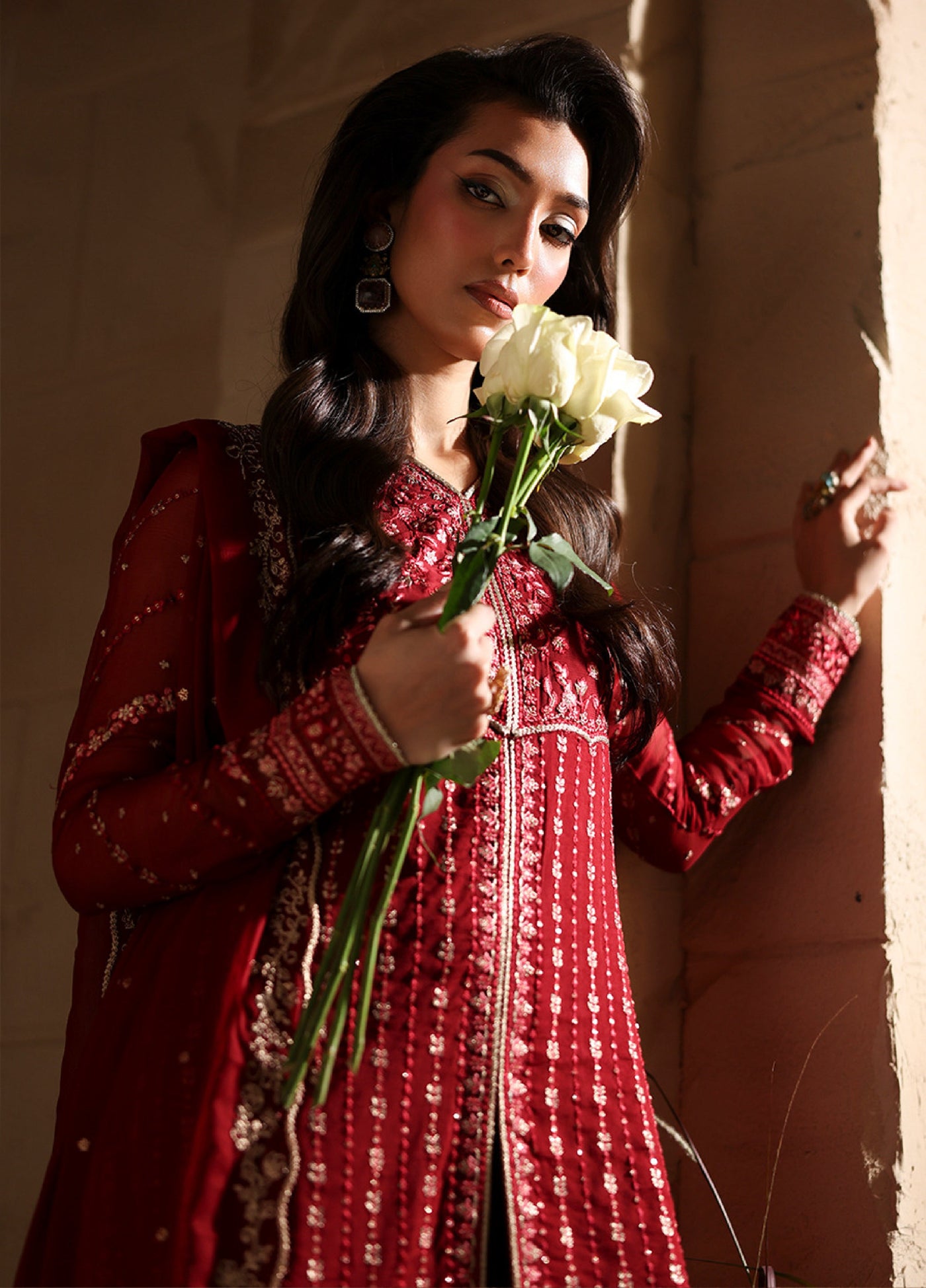 Luxe by Azure Unstitched Chiffon Embroidered Suits 3 Piece AZ25LF Rubrum - Festive Collection