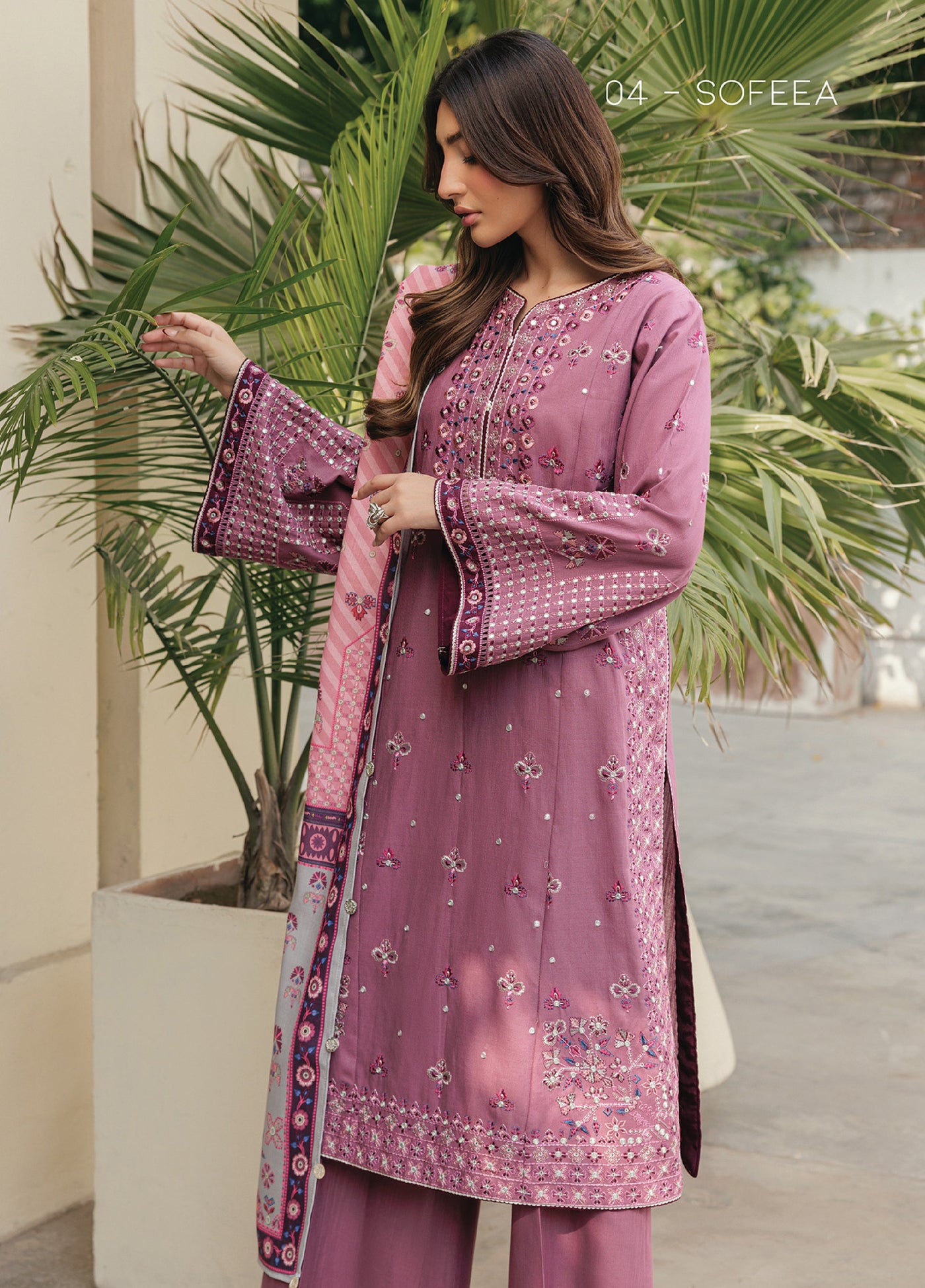 Xenia Unstitched Slub Khaddar Unstitched Embroidered Suits 3 Piece XE25SK D-04 Sofeea- Winter Collection