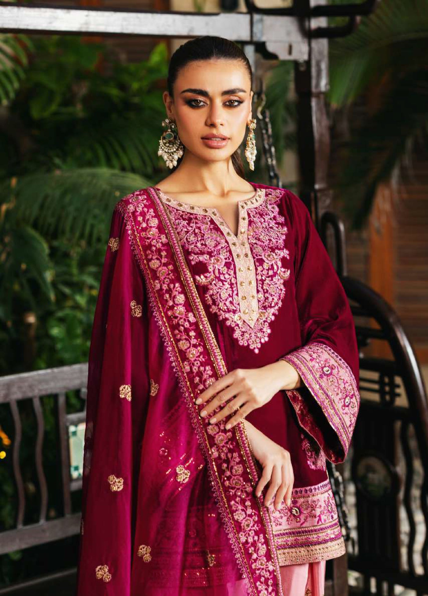Zainab Chottani Unstitched Velvet Embroidered 3 Piece ZC25UV Rubi - Festive Collection