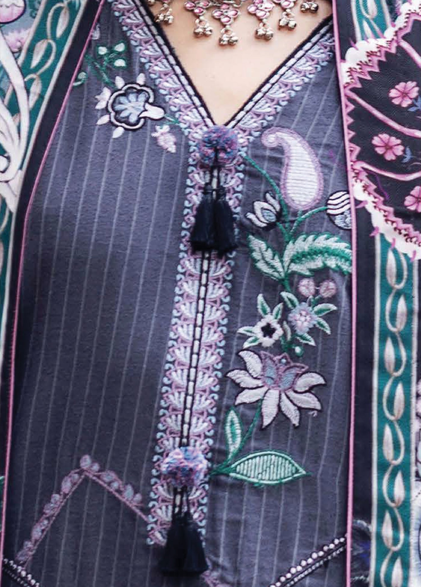 Symphony Hemline by Mushq Unstitched Karandi Embroidered 3 Piece MU25SK Silver Mist - Winter Collection