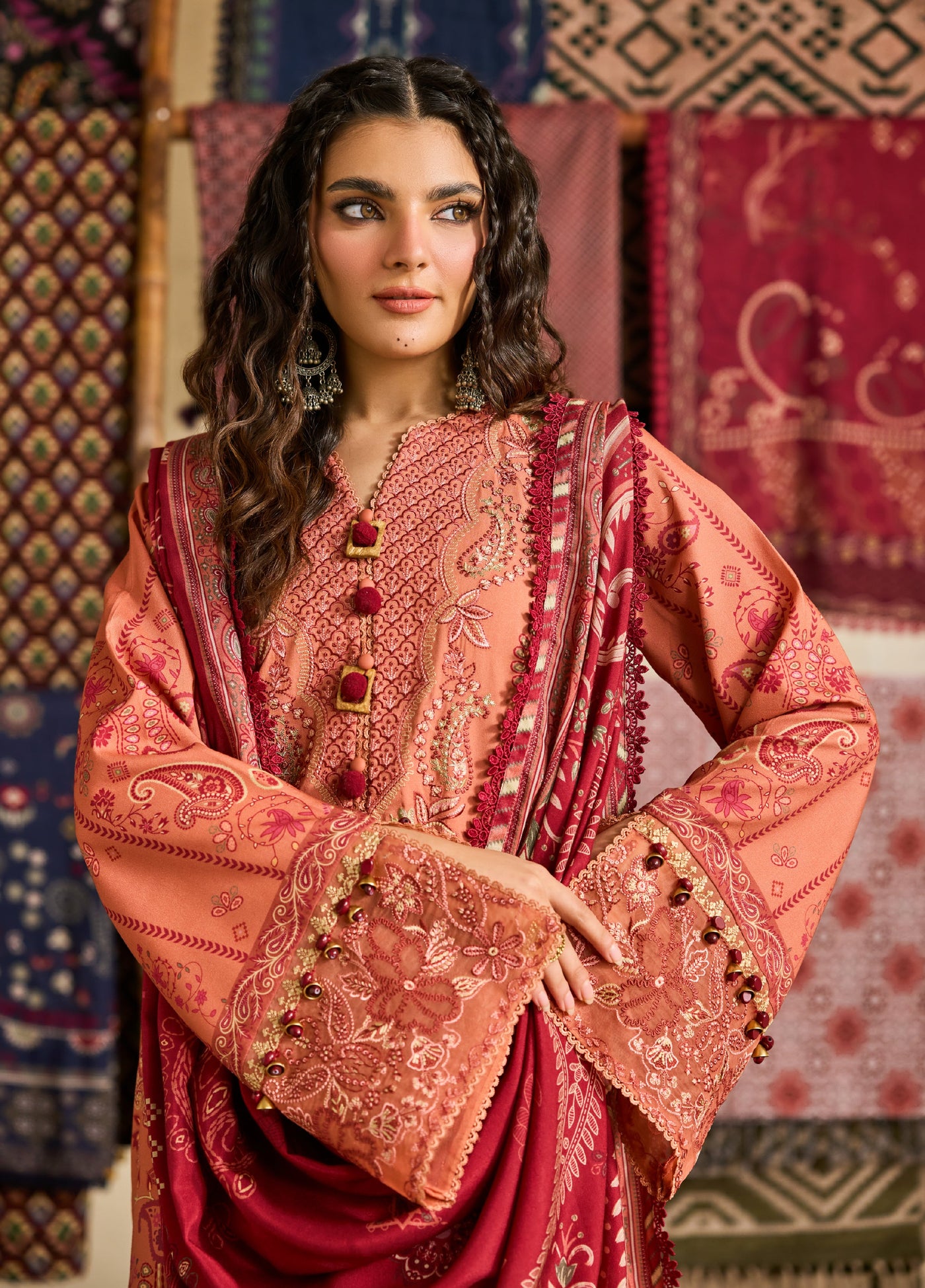 Zync by Florent One Nation Unstitched Khaddar Embroidered Suits 3 Piece FL25ON FL-9B - Casual Collection