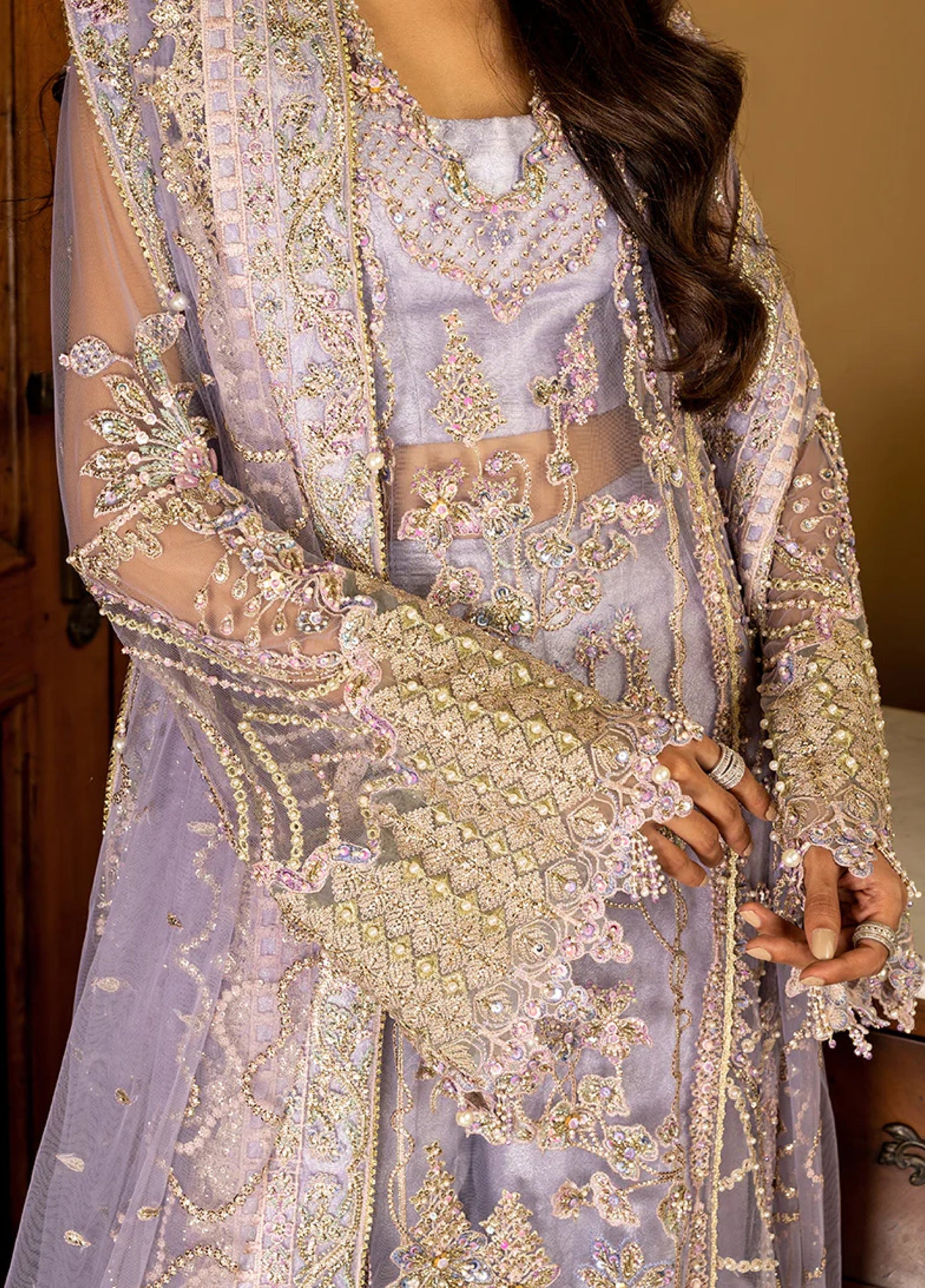 Darling by Mushq Unstitched Embroidered Net 4 Piece Suits MU25DW Simran - Wedding Collection