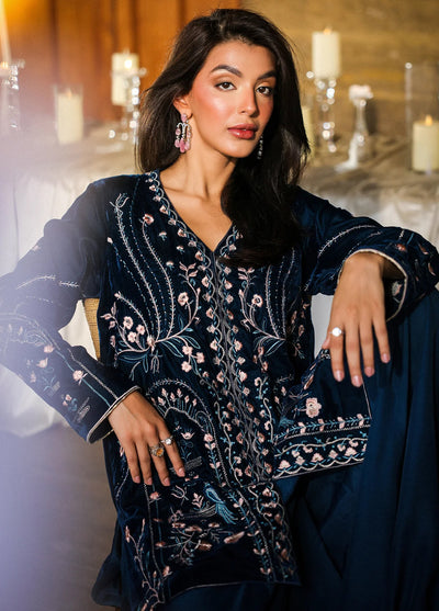 Elayra by Sahar Pret Velvet 2 Piece Embroidered Sapphire Allure - Festive Collection