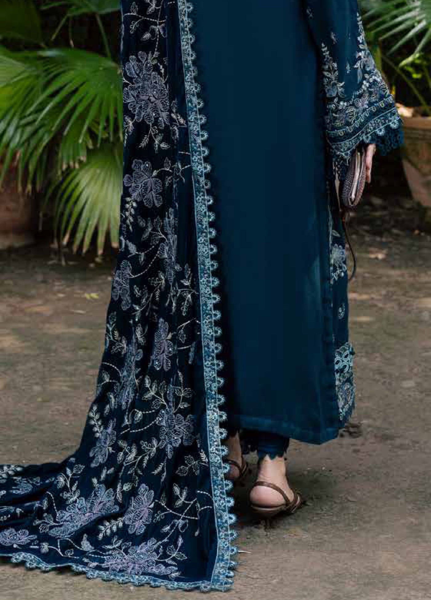 Nureh Exclusive Unstitched Luxury Leather Peach Embroidered Suits 3 Piece NU25LV NE-183 - Festive Collection