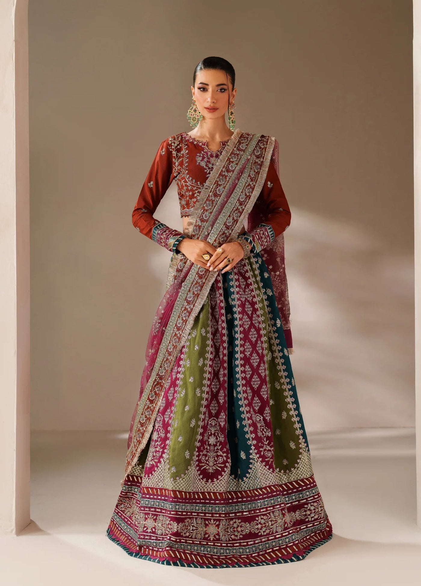 Xenia Formal Unstitched Luxury Raw Silk Suits 3 Piece XE25FL Ainea - Formals Collection