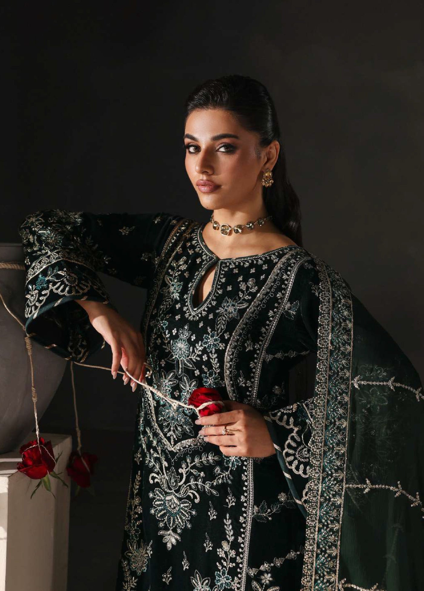 Marais by Gulaal Unstitched Velvet Embroidered 3 Piece Suits GL25VF GL-25-V12 Evana - Festive Collection