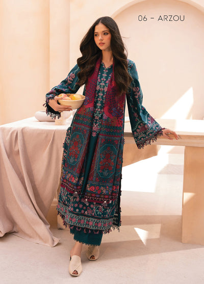 Rang e Khizaan by Xenia Unstitched Khaddar Embroidered Suits 3 Piece XE25SW D-06 ARZOU - Winter Collection