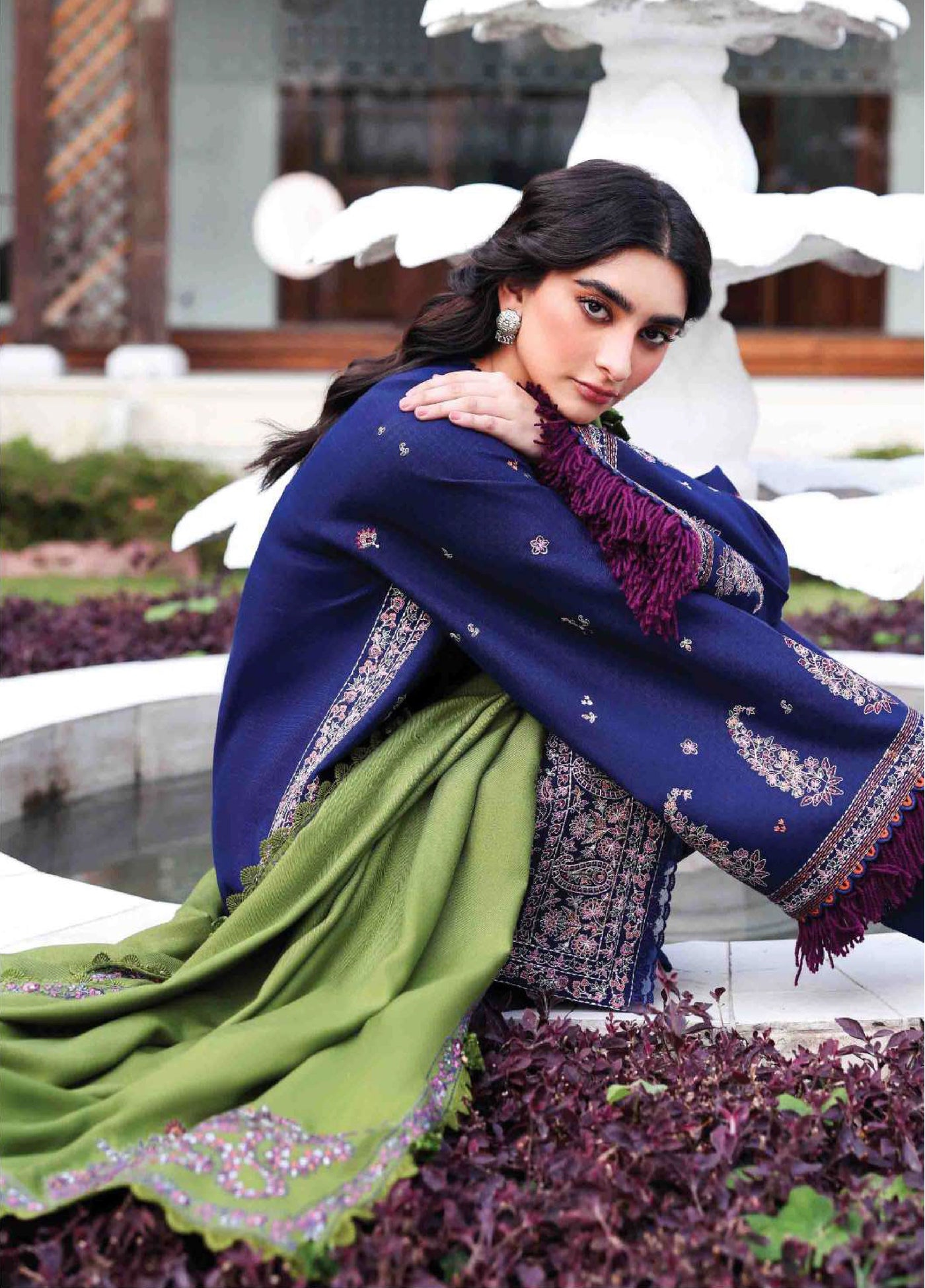 Amaris by Republic Womenswear Unstitched Luxury Shawl Khaddar Embroidered Suits 3 Piece RW25AS D-1 - Winter Collection