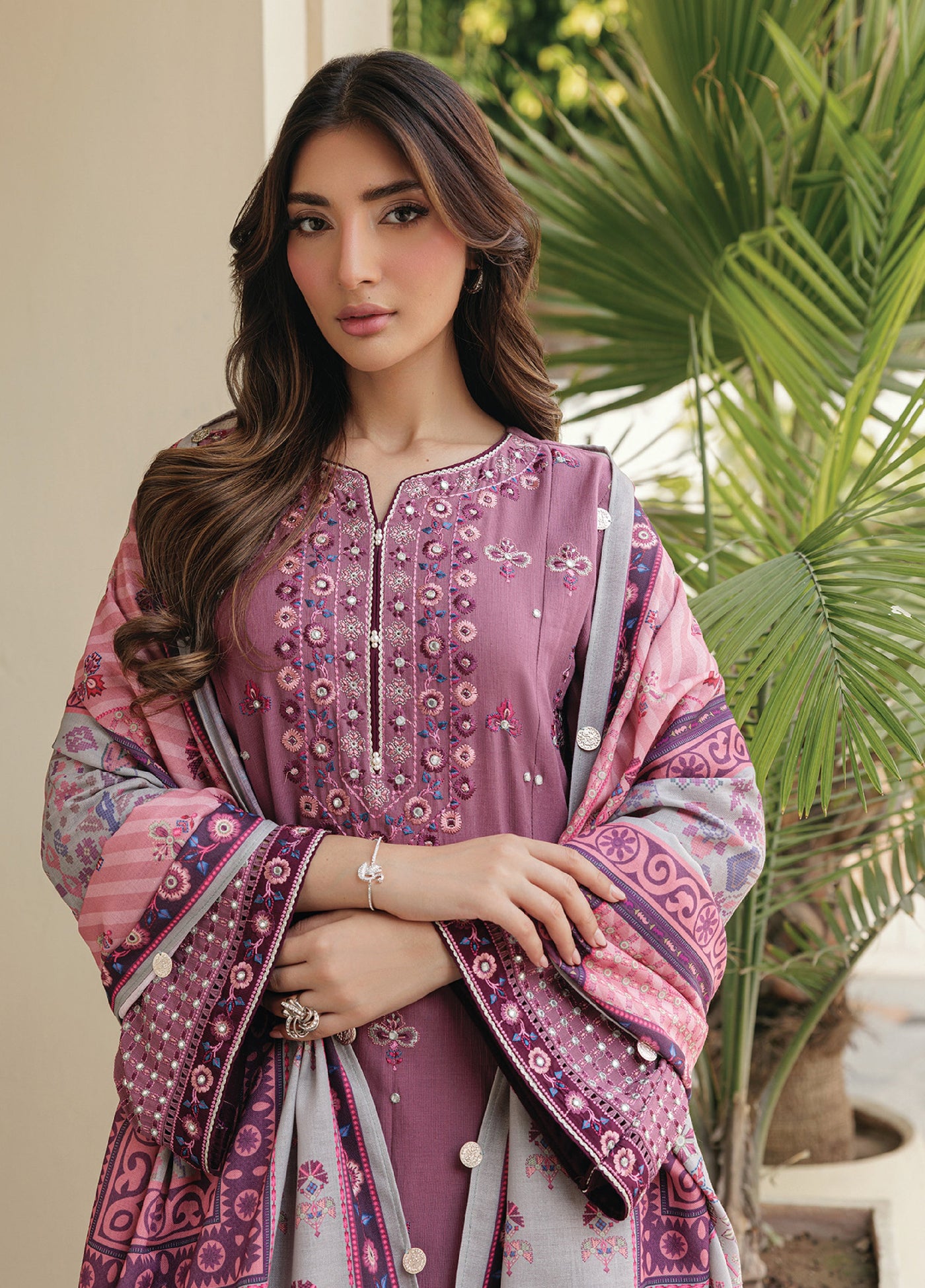 Xenia Unstitched Slub Khaddar Unstitched Embroidered Suits 3 Piece XE25SK D-04 Sofeea- Winter Collection