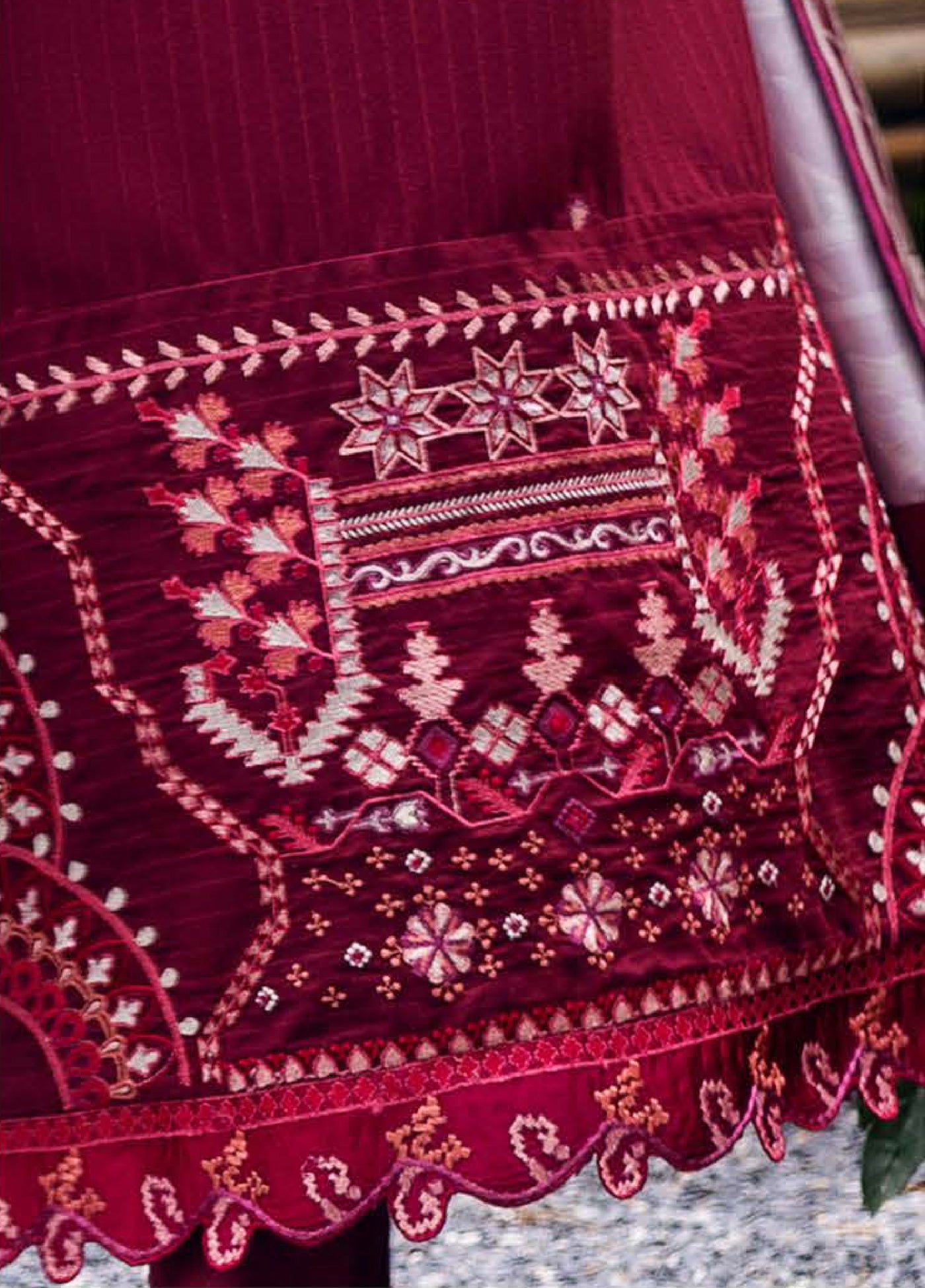 Symphony Hemline by Mushq Unstitched Karandi Embroidered 3 Piece MU25SK Emerald Glimmer - Winter Collection