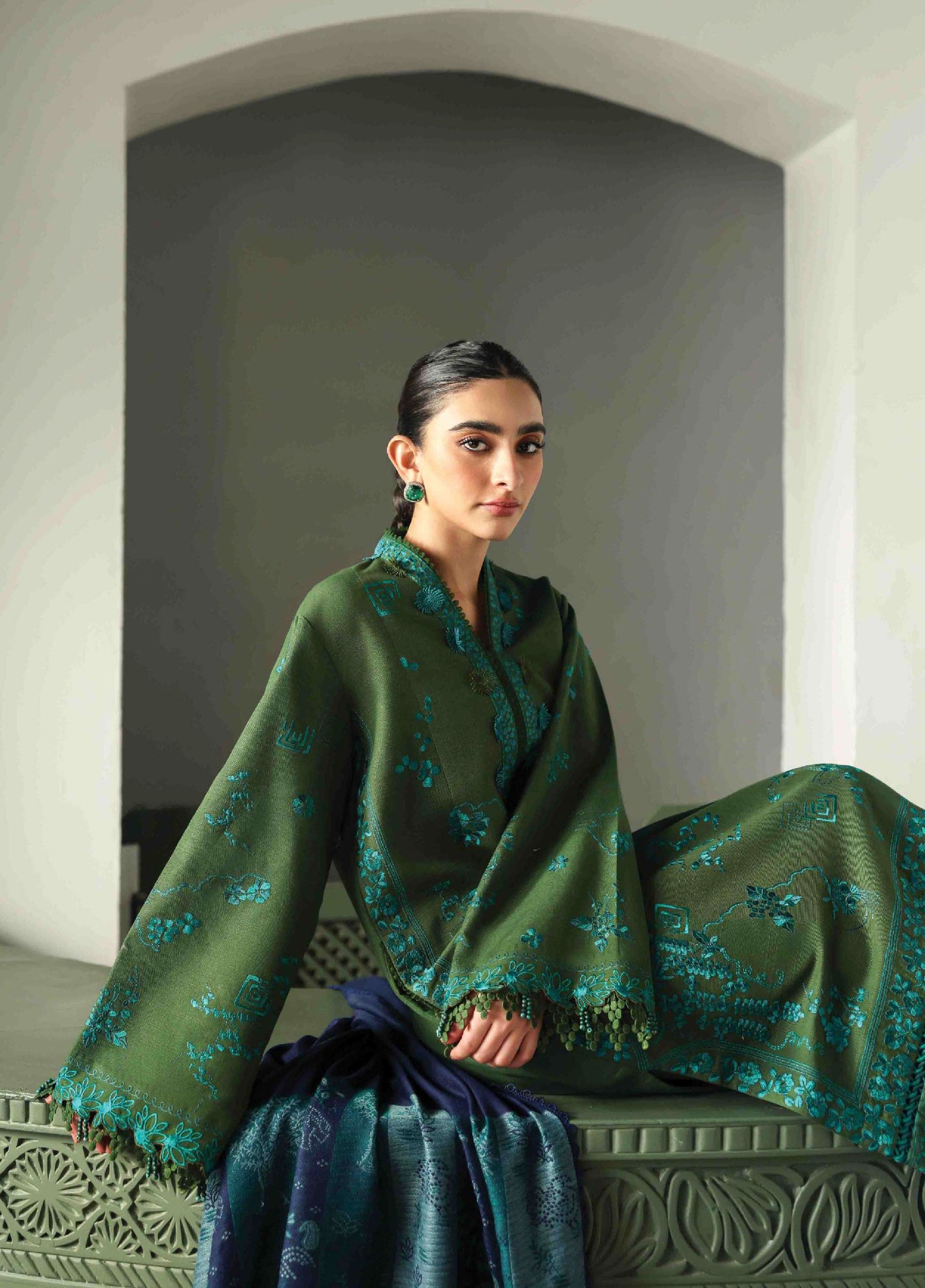 Amaris by Republic Womenswear Unstitched Luxury Shawl Khaddar Embroidered Suits 3 Piece RW25AS D-6 - Winter Collection