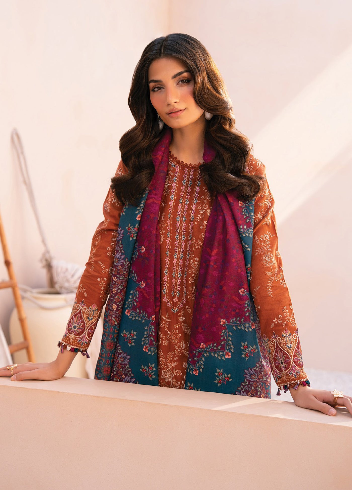 Rang e Khizaan by Xenia Unstitched Khaddar Embroidered Suits 3 Piece XE25SW D-07 SALIAH - Winter Collection