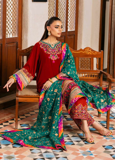 Zainab Chottani Unstitched Velvet Embroidered 3 Piece ZC25UV Sifa - Festive Collection