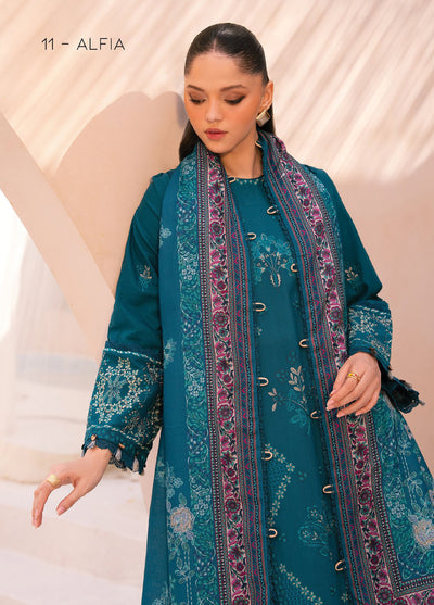 Rang e Khizaan by Xenia Unstitched Khaddar Embroidered Suits 3 Piece XE25SW D-11 ALIFA - Winter Collection