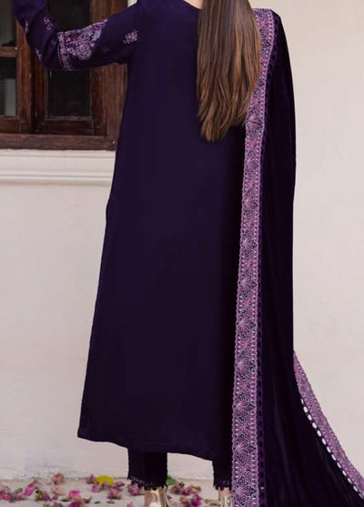 Nureh Exclusive Unstitched Luxury Leather Peach Velvet Shawl Embroidered Suits 3 Piece NU25NS NE-198 - Festive Collection