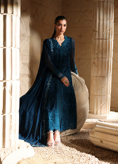 Luxe by Azure Unstitched Chiffon Embroidered Suits 3 Piece AZ25LF Celeste - Festive Collection