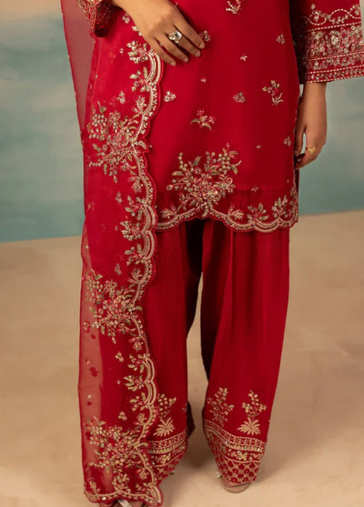 Signature by Diara Couture Pret Luxury Embroidered 3 Piece Raw Silk Jugnu-Df-44-Hot Pink - Formals Collection