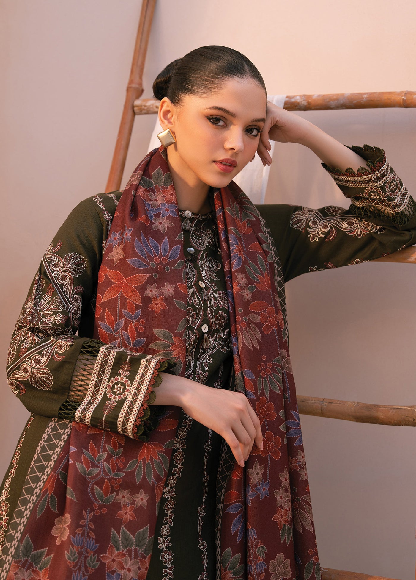 Xenia Unstitched Slub Khaddar Unstitched Embroidered Suits 3 Piece XE25SK D-06 Durrah - Winter Collection