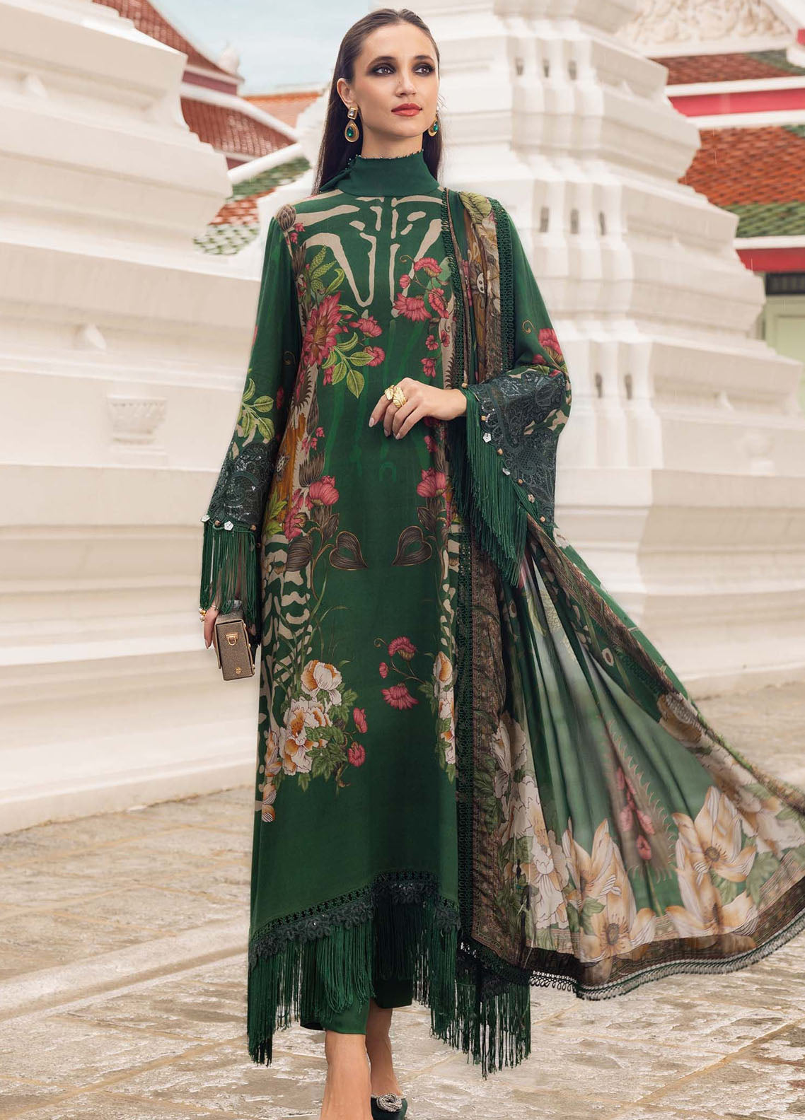 M Prints by Maria B Unstitched Twill Linen Embroidered Suits 3 Piece MB25PW D-10 A - Winter Collection