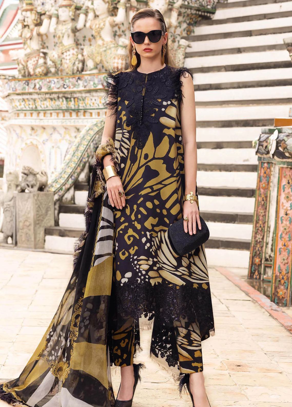 M Prints by Maria B Unstitched Twill Linen Embroidered Suits 3 Piece MB25PW D-9 B - Winter Collection