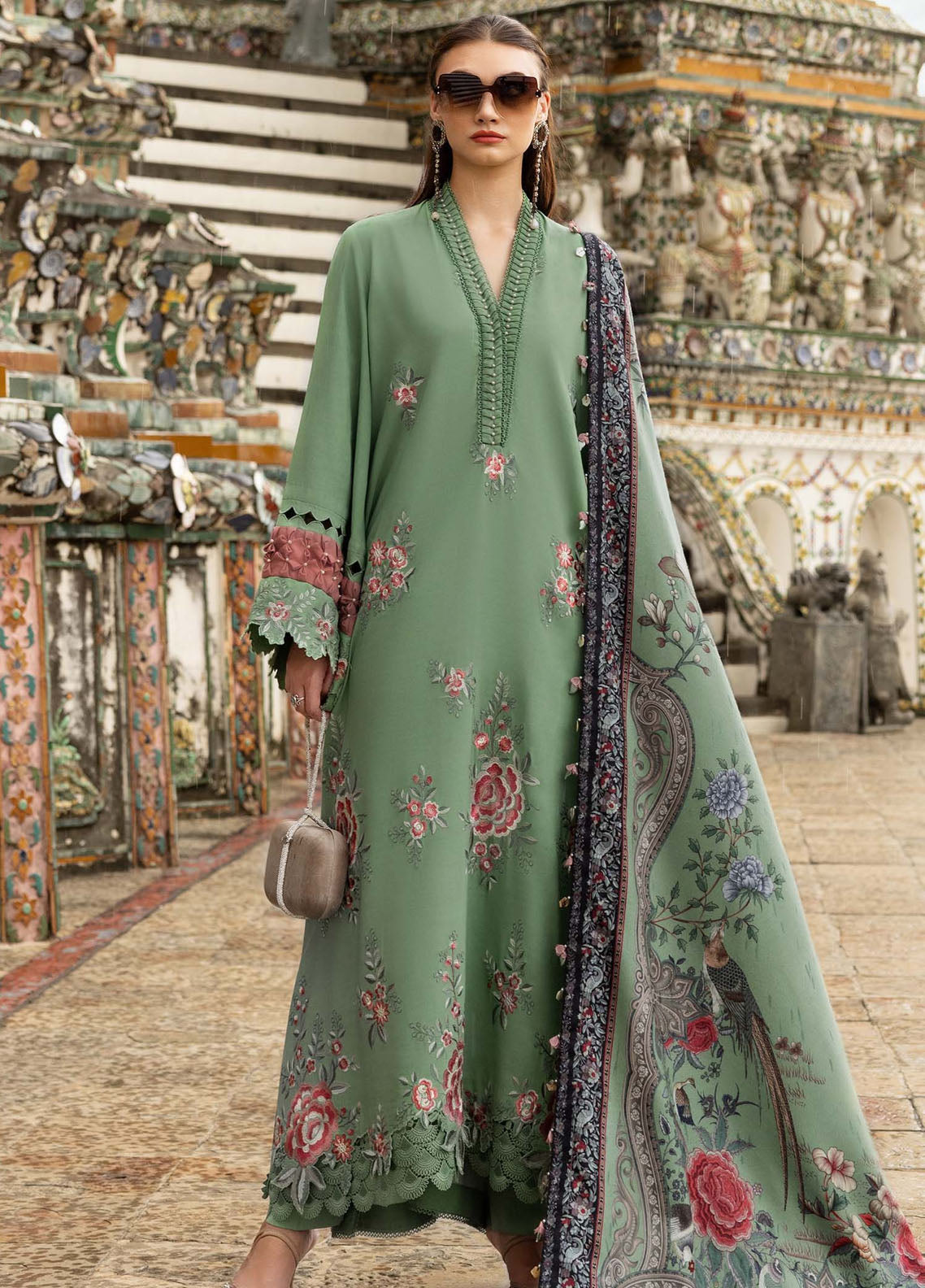 M Prints by Maria B Unstitched Twill Linen Embroidered Suits 3 Piece MB25PW D-8 A - Winter Collection