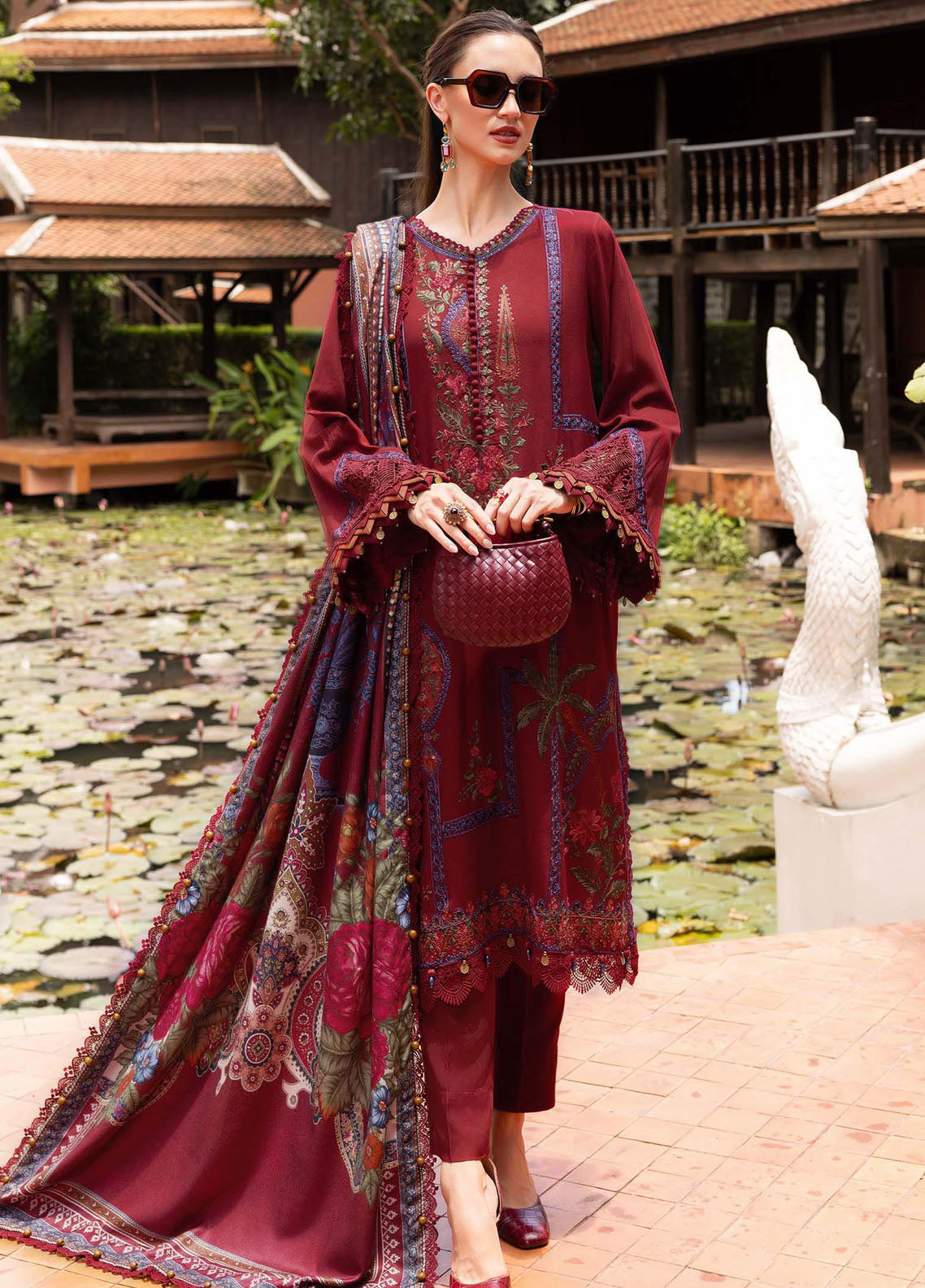 M Prints by Maria B Unstitched Twill Linen Embroidered Suits 3 Piece MB25PW D-7 A - Winter Collection