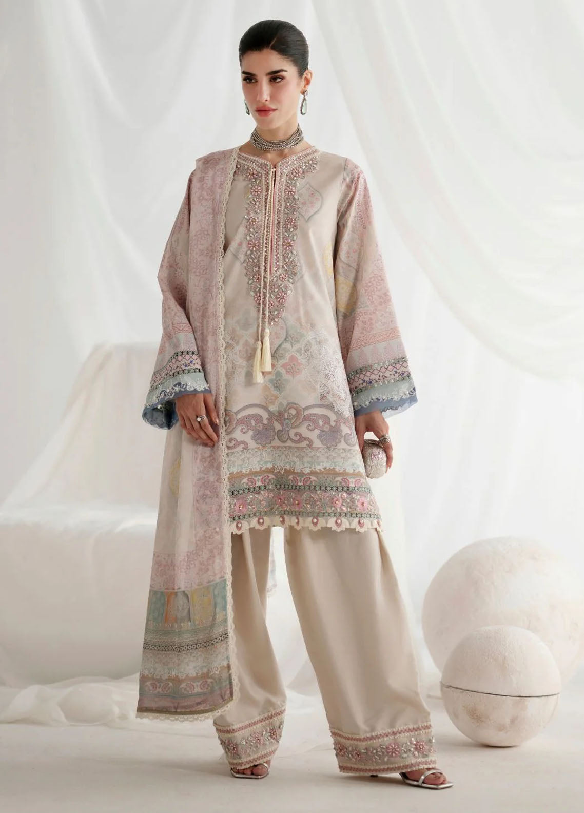 Garden Whisper by Ajr couture Embroidered Silk Suits Unstitched 3 Piece AJR25GWAJR-PS-06 Lumiere - Formals Collection