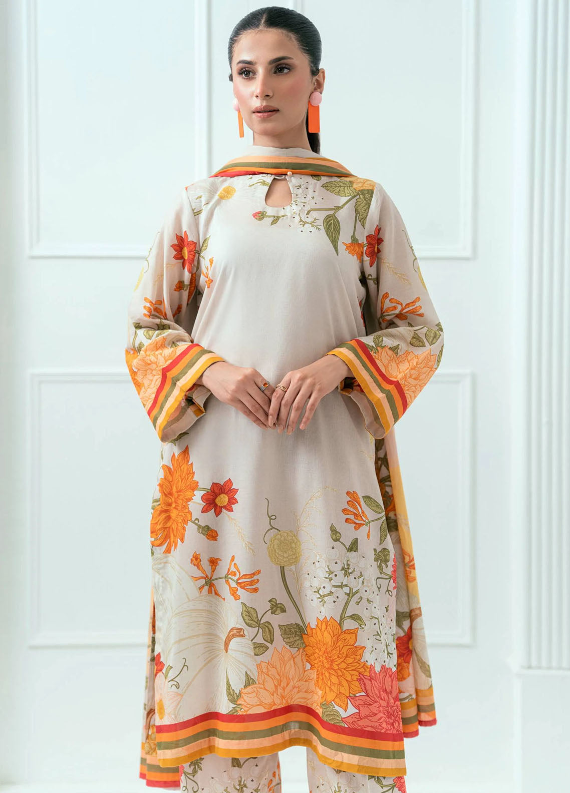 Amal Printed Lawn Suits Unstitched 3 Piece AL25AUS D-3