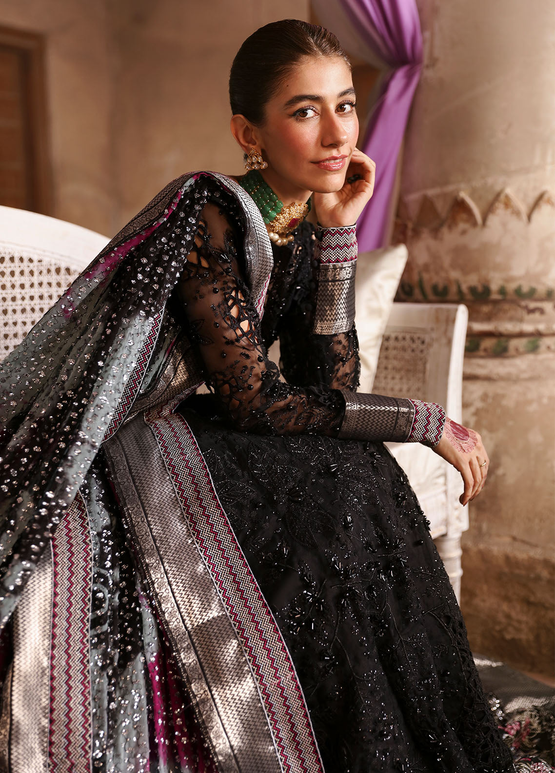 Jhoomro By Nureh Unstitched Luxury Formals Collection 2024 NL-73 Maya