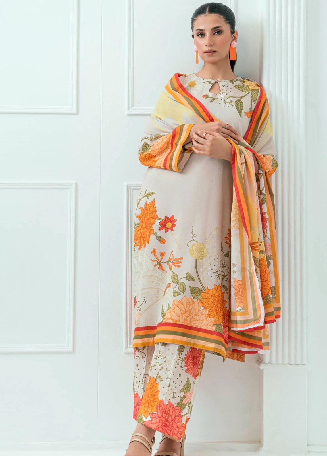 Amal Printed Lawn Suits Unstitched 3 Piece AL25AUS D-3