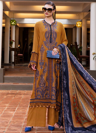 M Prints by Maria B Unstitched Twill Linen Embroidered Suits 3 Piece MB25PW D-3 A - Winter Collection